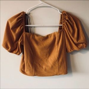 COPY - 5/$25 Mustard crop top puffy sleeves